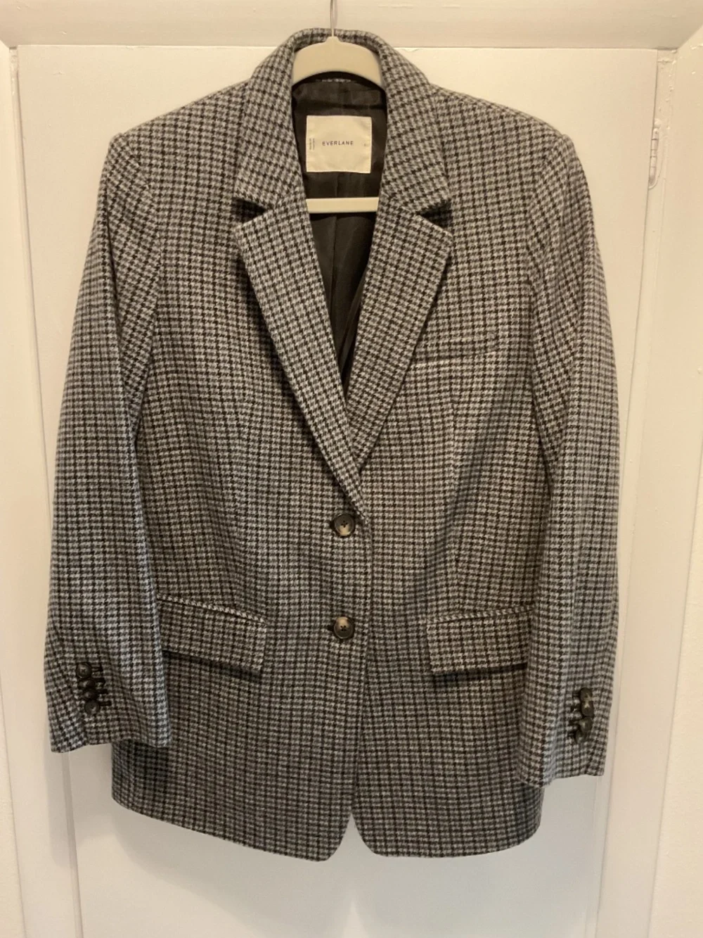 Everlane Oversized Blazer, Size 4, Grey Plaid Pattern